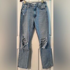 MOTHER SUPERIOR 25 The Dazzler Ankle Color Lost It Faded Blue Jeans Knee Destroy